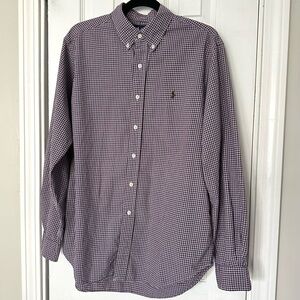 Ralph Lauren Classic Fit Maroon Plaid Button-Up Dress Shirt Vintage  Men's Large